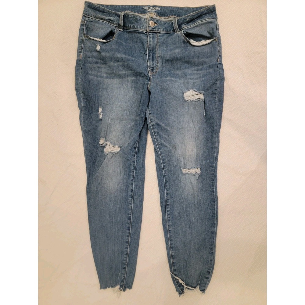 Maurices stretch jeans: High-rise fit, raw hems, Women's Plus 20W Distressed